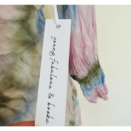 YFB YOUNG FABULOUS & BROKE Surplice V Neck Gorgeous Tie Dye Maxi Dress Sz M NEW - Picture 8 of 13