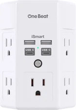 5 Outlet Extender Surge Protector Multi Plug Wall Adapter USB Charger Ports with