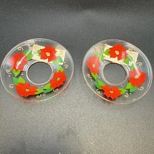 Christmas Poinsettia Candle Ring Bobeches Set Of 2