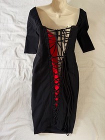 Agent Provocateur Thora Black /Red Fitted Corset Back Dress Size AP 3