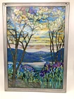 Vtg MMA Louis C Tiffany Magnolia Iris Stained Glass Panel 13x9 Landscape Repro