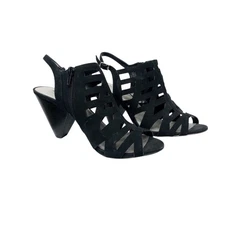 Coach and Four Black Katherine Triangle Heel Sling Back Cut Leather Upper 8.5M