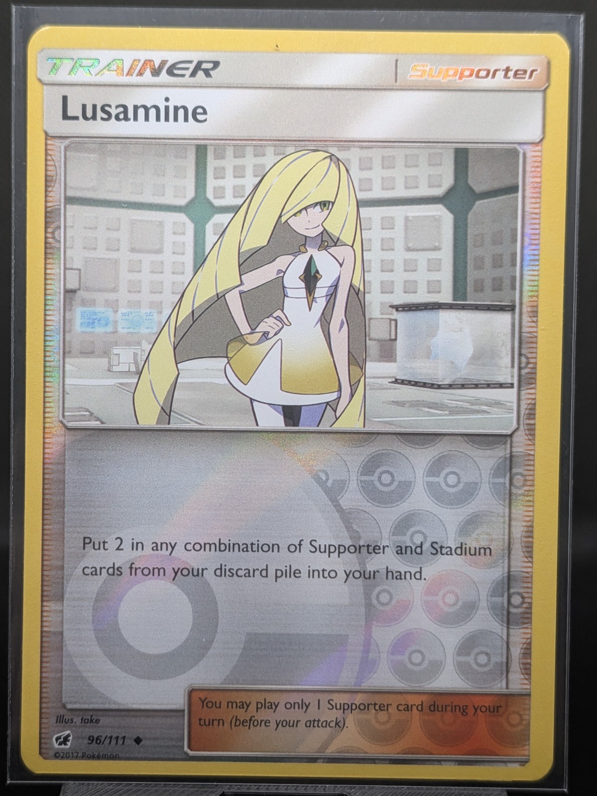 Pokemon Lusamine 96/111 - Crimson Invasion - Reverse Holo Trainer Supporter - NM