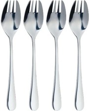 Versatile 4-Piece Stainless Steel Spork Set - Ergonomic Design for Easy Serving