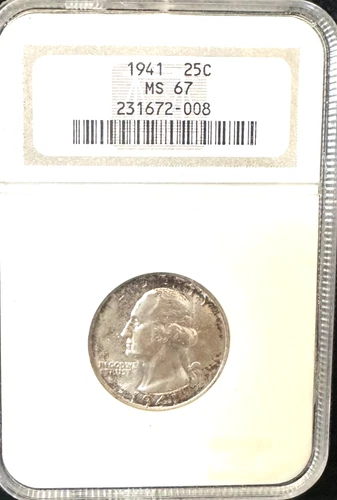 1941 WASHINGTON QUARTER NGC MS67