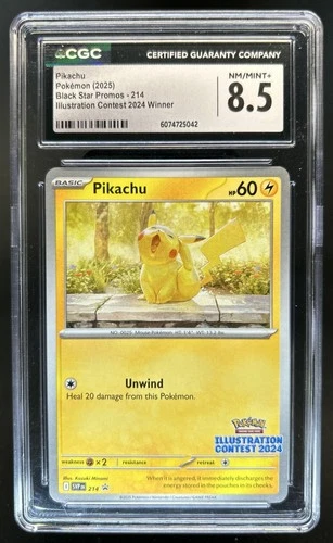 2025 Pokemon SV Black Star Promos Pikachu Illustration Contest #214 CGC 8.5