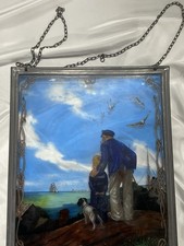  Vintage Norman Rockwell Stained Glass “Looking Out To Sea” Limited Edition #112