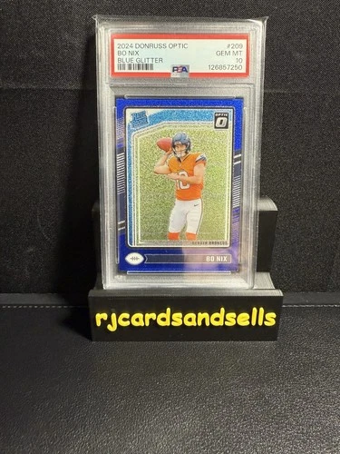 2024 Panini Donruss Optic - Rated Rookie Bo Nix #209 Blue Glitter Prizm (RC)