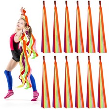 12 PCS Rainbow Dance Ribbons Colorful Dancing Rhythm Streamers for Artistic