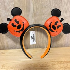 Disney Parks Pumpkin Jack-o'-Lantern Mickey Ears Headband 2025 Halloween