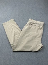 Fabletics Pants Mens 37x29.5 Khaki Stretch Tech Fabric Straight Leg Flat Front