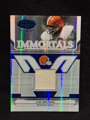 JIM BROWN BROWNS 2006 LEAF CERTIFIED MATERIALS IMMORTALS GAME WORN JERSEY #27/50