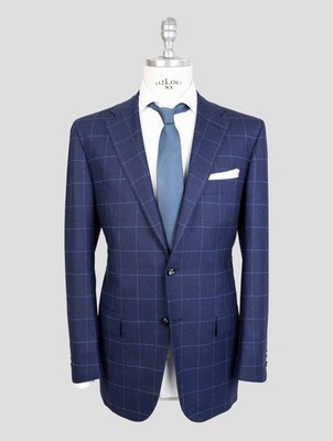 NEW KITON BLUE VIRGIN WOOL CASHMERE SUIT US 44 - EU 54 KVZ11