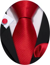 Barry.Wang Designer Classic Ties for Men Set Formal Pocket Square Cufflink Check