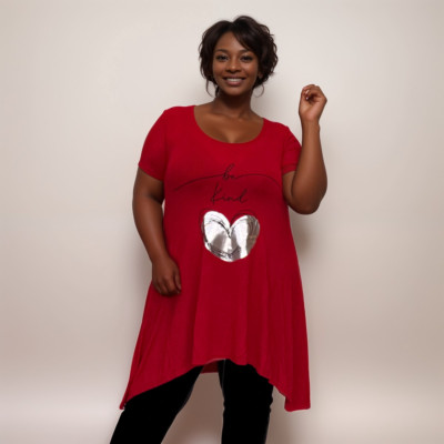 ROCKTHOSECURVES DAMEN TOP BLUSE TASCHENSAUM BE KIND LONGTOP ÜBERGRÖSSE