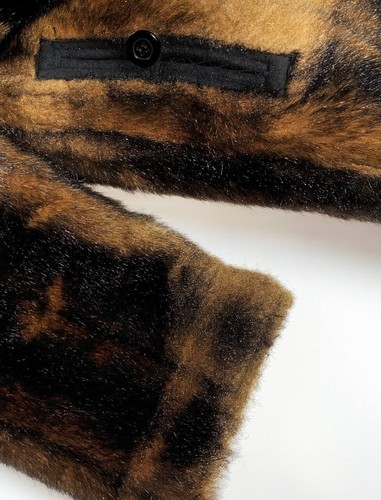 🚨 90s Balmain vintage heavy faux fur reversible coat jacket mans M browm black - Picture 12 of 16