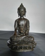 8" Old Tibet Buddhist Bronze Shakyamuni Buddha Statue