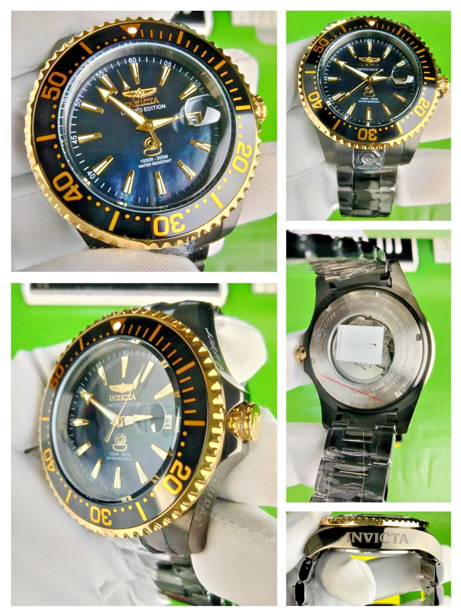 Invicta Grand Diver Black/Gold Men Automatic Diamond Watch 23306