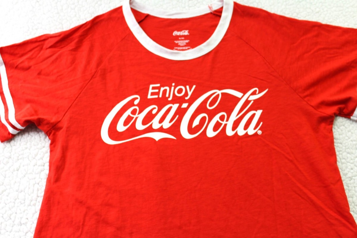 Coca-Cola Enjoy Multicolor Striped Women's Crop Top T-Shirt Red XL