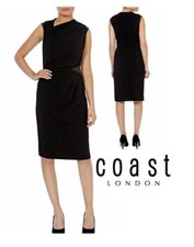 NWT COAST Naina Women's Black Zipper Back Leather Sleeveless Dress US6/Small/UK8