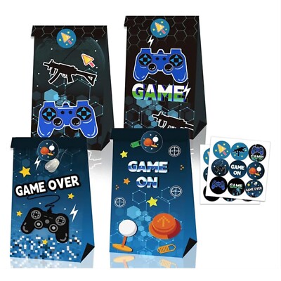 Gamer Partytüten Aufkleber Gaming Papier Partytüte Essen Geburtstag Gastgeschenk Beute Geschenke