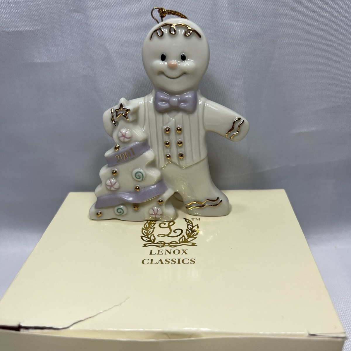 Vintage Lenox 2001 Gingerbread Man Christmas Tree Porcelain Annual