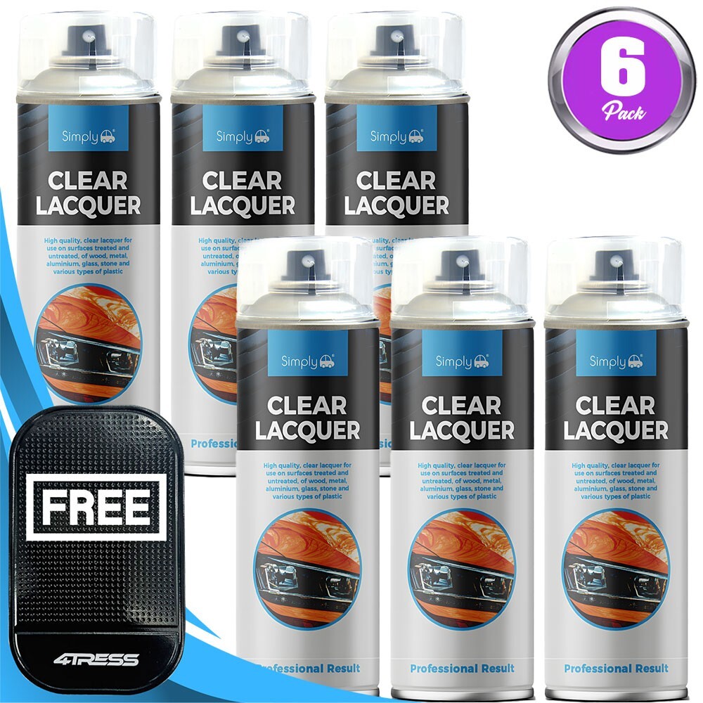 6 x Simply Clear Lacquer Spray Paint 500ML Aerosol Cans For Car Gloss SP-023+M