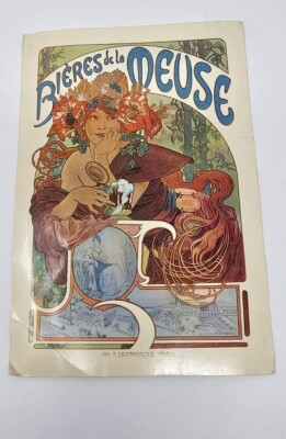Bieres de la Meuse Beer by Alphonse Mucha Repro Art 1969 Postcard Sandy Val 1969