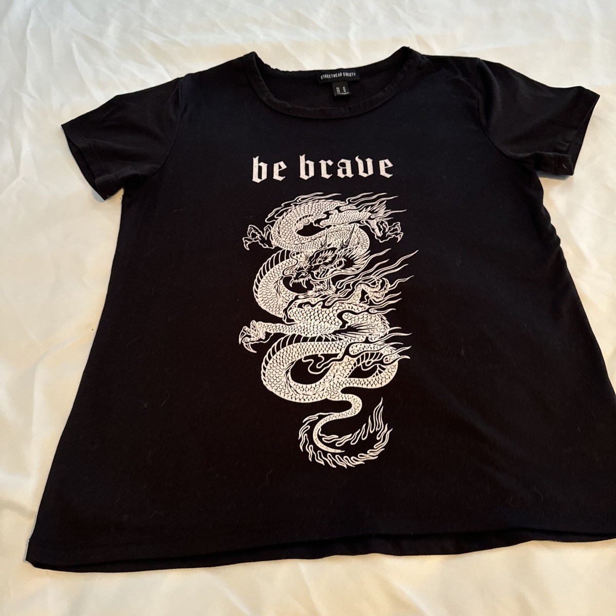 Streetwear Society T Shirt Women's Medium Black White Dragon