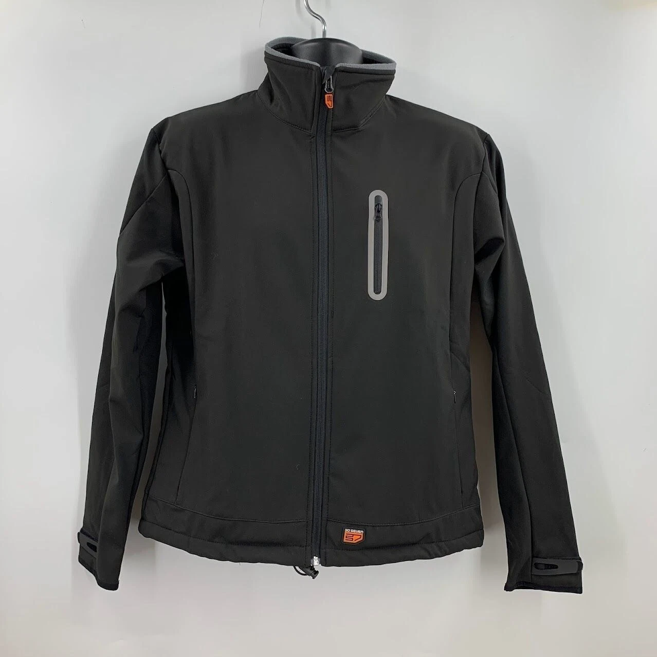 30seven Men's Full Zip Heated Black Long Sleeve Soft Shell Jacket Size S