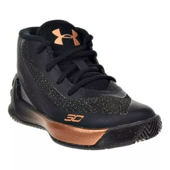 Under Armour 3C Toddler Black Rose Gold Copper High Top Sneaker