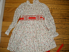 Vintage Girls Smocked Dress POLLY FLINDERS Size 5 Cardinals Long Sleeves T52 