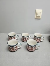 5 Folkcraft Tienshan GINGERBREAD Man Coffee Mugs 12 oz Christmas Stoneware Cups