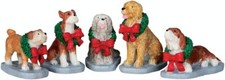 CHRISTMAS POOCH, Set of 5 Lemax CADDINGTON VILLAGE 2013 Dog NEW Sealed #32138