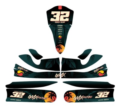 Kit Autocollants Go Kart OMX Graphics - Modèle SIBERIAN, Personnalisable, 21MIL, Lettonie