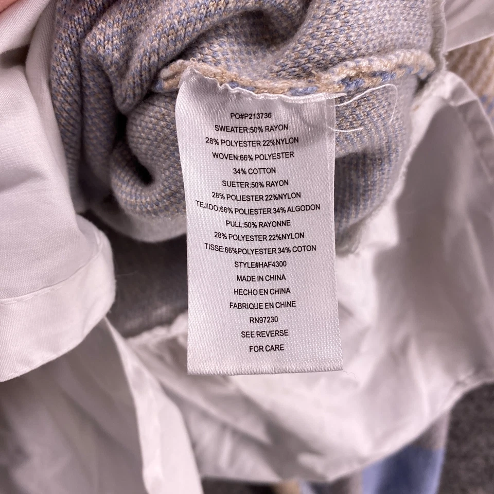 Suéter Pullover Absolutely Famous Mujer M Medio Azul Cuadros Cuello en V Tejido Rayón Foto 4 de 4