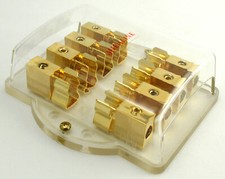 4 8-Gauge In 4 8-Gauge Out Gold Plated AGU Fuse Holder Distribution Block 160AMP