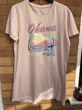 Primark Disney Ladies Night Dress Pink ‘Stitch’ Size XS 6/8 L33” (4968)