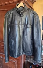 Black Leather Jacket Mens Vintage Classic Leather Jacket Size L BIN