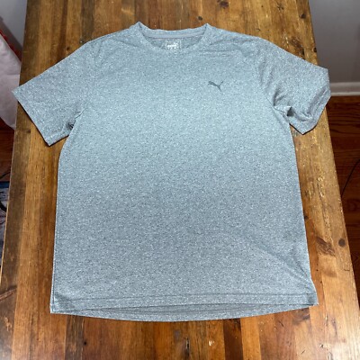 Puma Shirt Mens Large Heathered Gray Short Sleeve Crew Neck Athleisure Workout