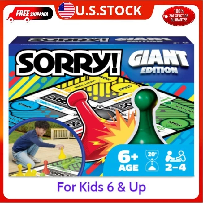 Sorry! Kids Board Game, Family Board Games for Kids and Adults, 2 to 4  Players