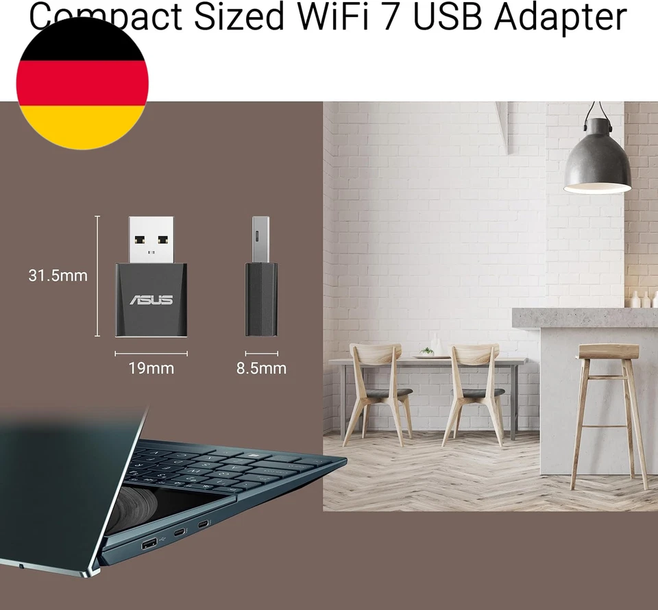 ASUS USB-BE92 Nano Tri-Band BE6500 Wifi 7 Nano USB Adapter (6Ghz Band, Unterstüt - Bild 4 von 4