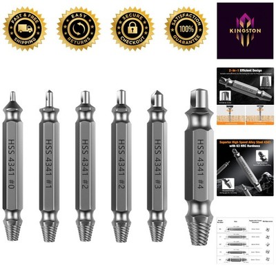 High-Speed 6 PCS Bolt Extractor Set - Dual-Head Design for Easy Screw Extraction