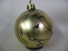 NEW HANDPAINTED COLLIE FACE UNBREAKABLE GOLD CHRISTMAS ORNAMENT 2 1/2"