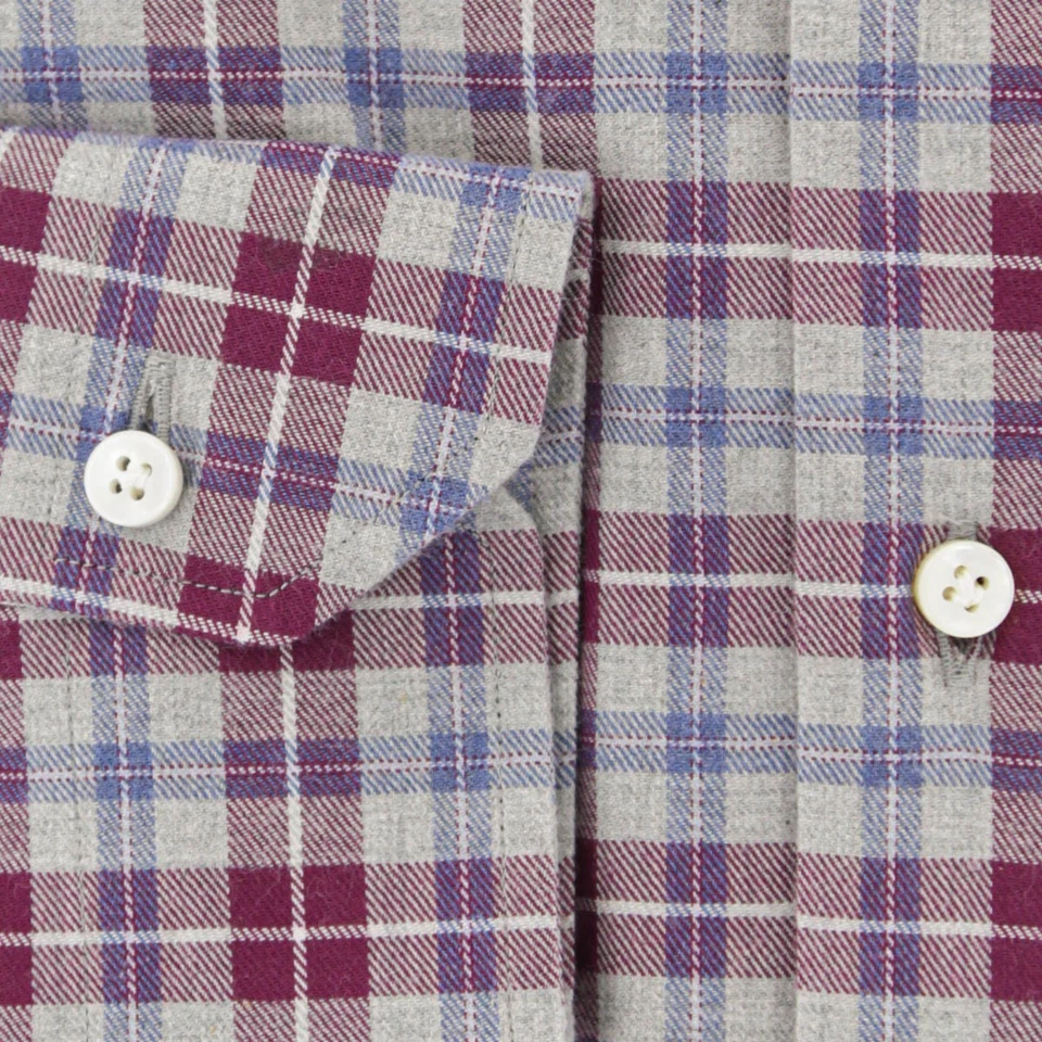 Camisa xadrez de algodão Barba Napoli cinza - Fina - 15,5/39 - (822) - Imagem 3 de 4