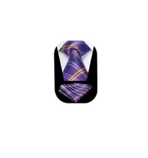 Mens Plaid Tie And Pocket Square Set Classic Woven Formal Checkered Wedding