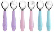CHILLOUT LIFE Toddler Fork Spoon with Silicone Handles 3 Sets
