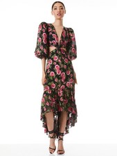 Alice + Olivia KATIA V-NECK TWIST FRONT MAXI DRESS Size 2 NWT $795