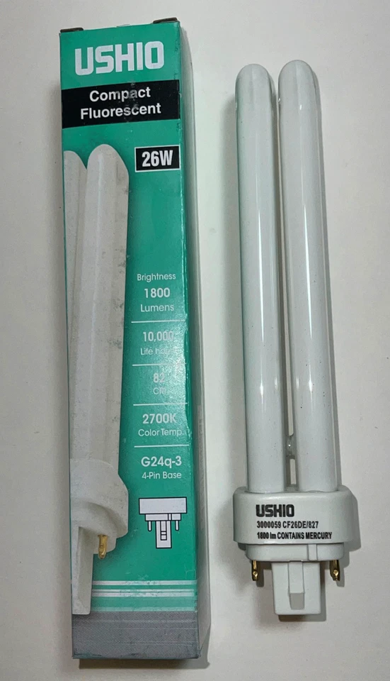 CF26DE/827 26 watt Quad Tube 2700K 4-Pin CFL lamp Ushio 3000059 - 6 Piece LOT - Image 2 of 3