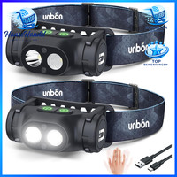 Stirnlampe LED Wiederaufladbar USB C Dimmbar 3 Modi IPX4 Wasserdicht 2 StüCk
